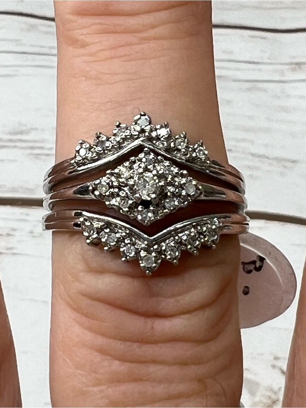 JTV Moissanite Sterling SilverCZ Three-Piece Bridal Ring Set - sz 12 -